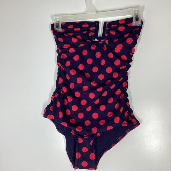 Zimmerman Ruched polka dot bandeau swimsuit Red & Navy blue NWT Size 2 - Picture 4 of 12